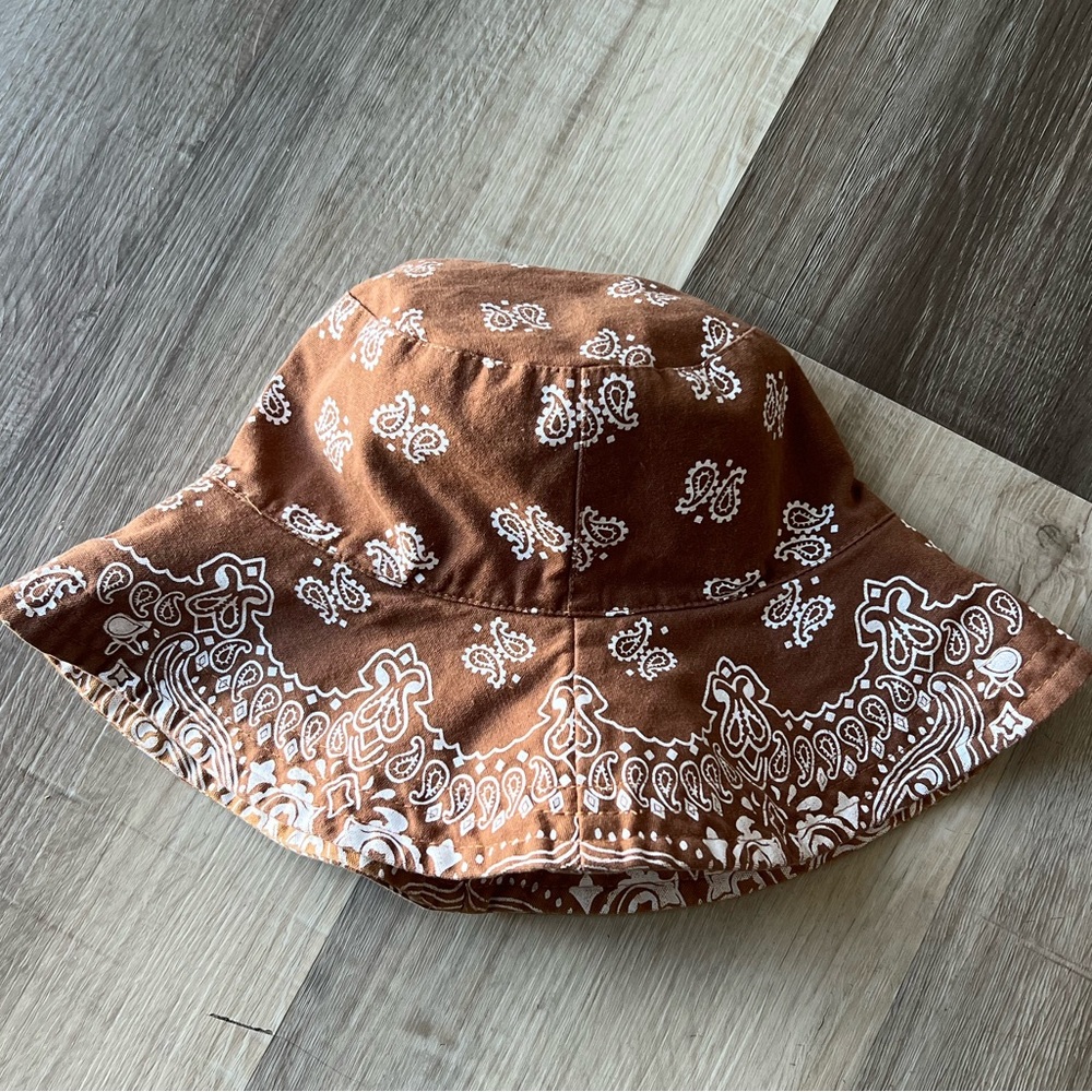 Free People Brown Paisley Reversible Bucket Hat - Picture 8 of 9